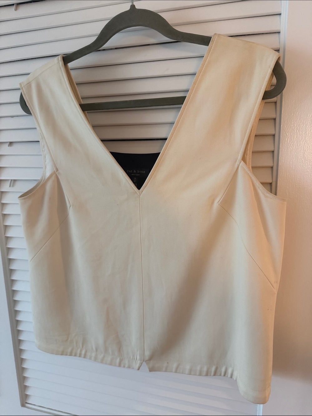 rag & bone Cream V-Neck Sleeveless Camisole with Black Inset